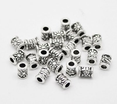 30 x Carved Silver Spacer Tubes, 6mm