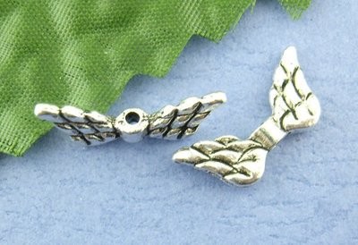 10 x Antique Silver Angel Wing Beads, 20x9mm (1)