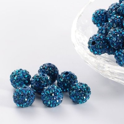 10 x Teal Shamballa Beads, 10mm