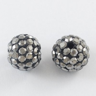 10 x Gunmetal Shamballa Beads, 10mm