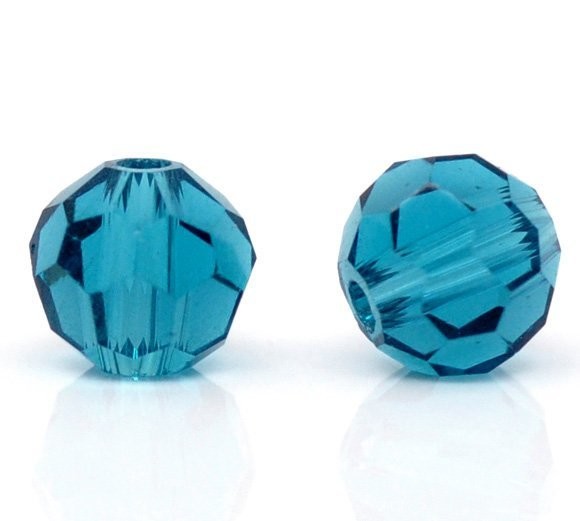 4mm Faceted Crystals in Teal, 1 Strand