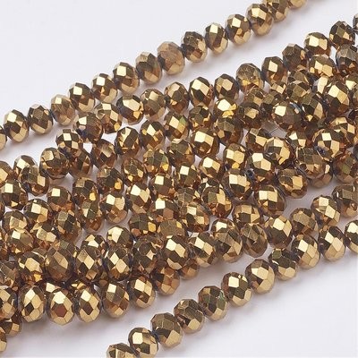 50 x 8x6mm Electroplated Crystals in Gold