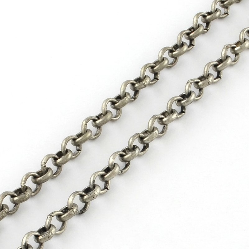 Antique Silver Rolo Chain, 4.2x1.2mm, 1 Metre