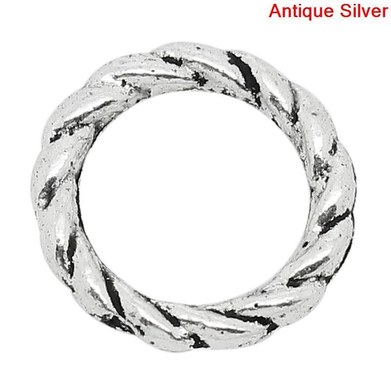 50 x 8mm Closed Jump Rings with Carved Striped Pattern