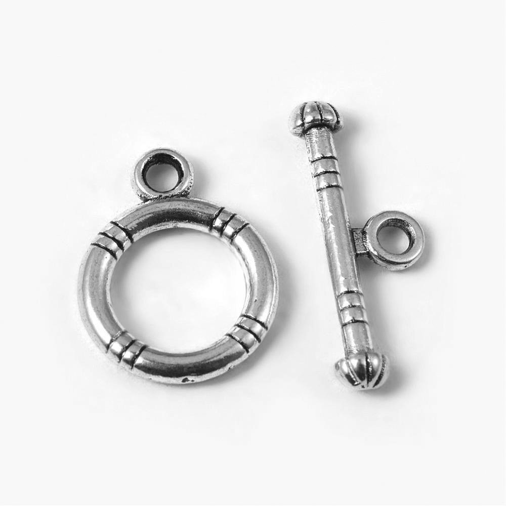 10 x Antique Silver Toggle Clasps, 10x18mm