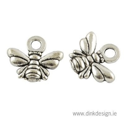 Antique Silver Bee Charm, 10x12mm