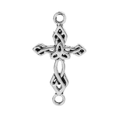 Antique Silver Cross Charm/Connector, 22x13mm