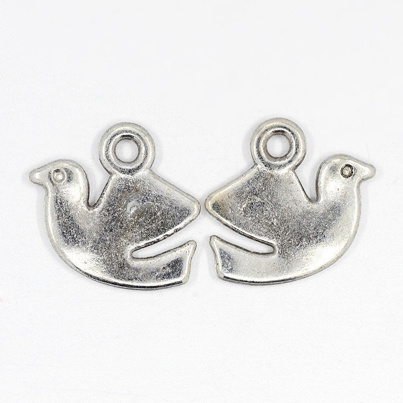 Antique Silver Dove of Peace Charm, 16x13mm