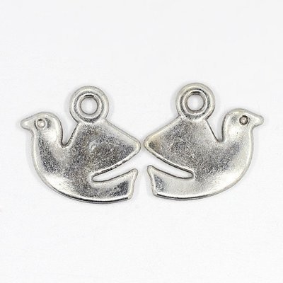 Antique Silver Dove of Peace Charm, 16x13mm