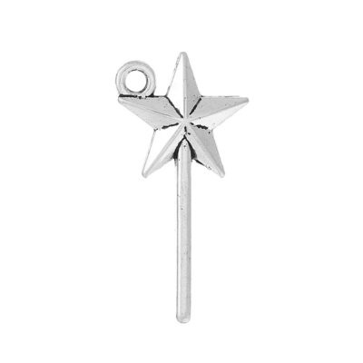 Antique Silver Magic Wand Charm, 13x25mm