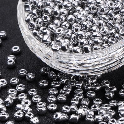Silver Seed Beads, Size 6, 4mm