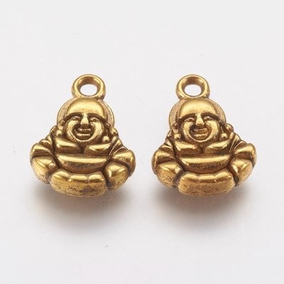 Antique Gold Buddha Charms, 11x14mm
