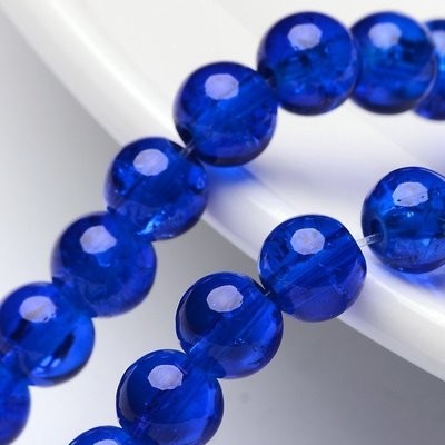 50 x 6mm Crackle Glass in Royal Blue