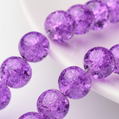 25 x 10mm Crackle Glass in Purple