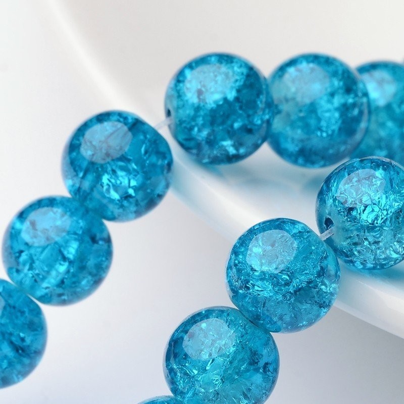 25 x 10mm Crackle Glass in Turquoise