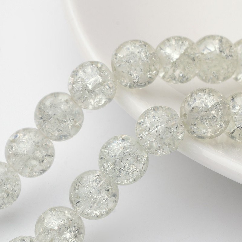 25 x 10mm Crackle Glass in Clear Glass