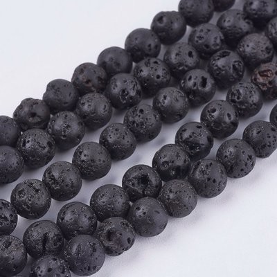 4mm Natural Lava Stone Beads, 1 Strand