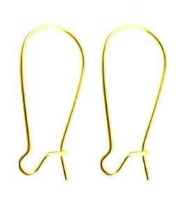 20 x Gold Plated Kidney Ear Wires, 24x11mm