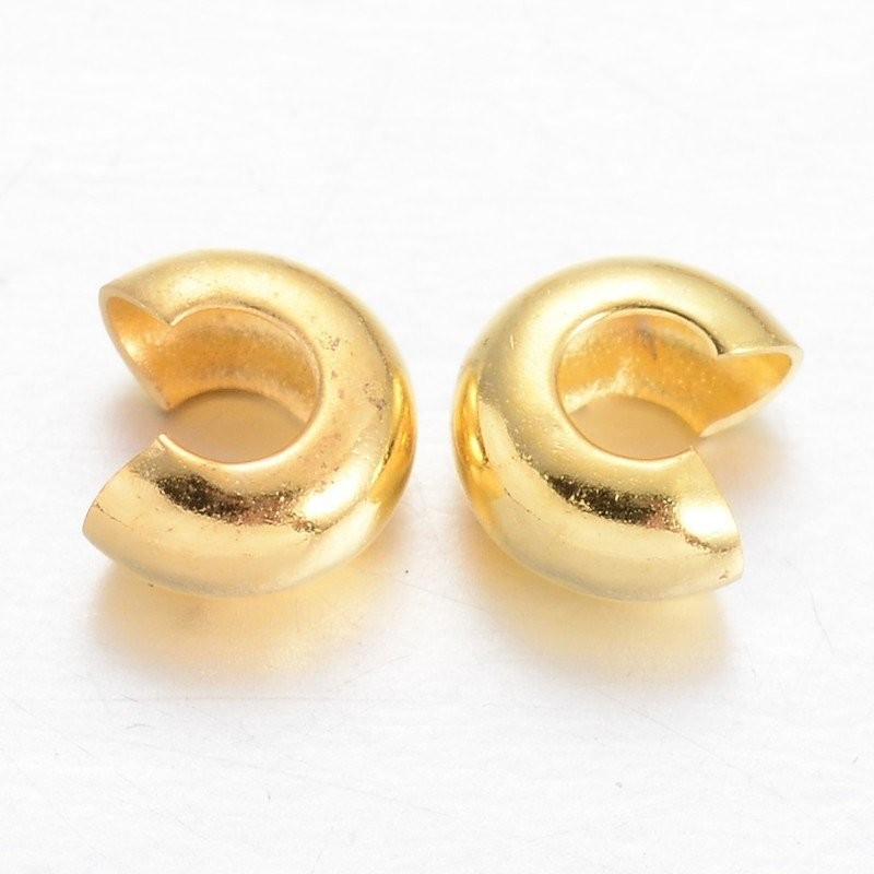 50 x Gold Plated Crimp Covers, 4mm