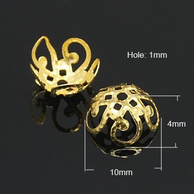 Gold Filigree Bead Caps, 10mm, 5g