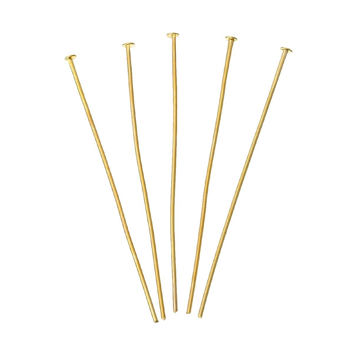 50 x Gold Plated Head Pins, 50mm
