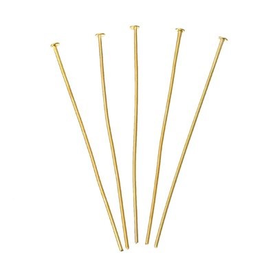 50 x Gold Plated Head Pins, 50mm