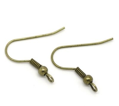 Antique Bronze Ear Hooks 21x20mm, pack of 25 pairs