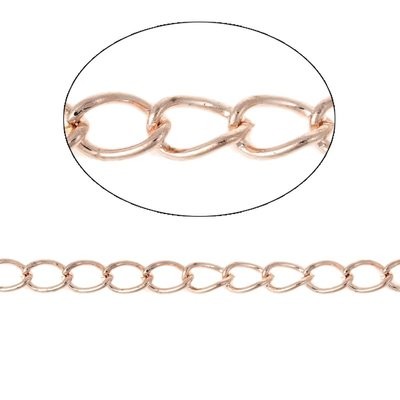 Light Rose Gold Plated Curb Chain, 6x3mm