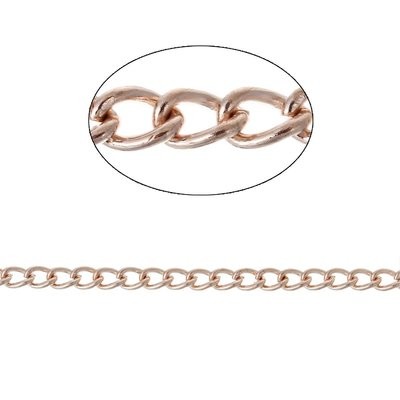 Light Rose Gold Plated Curb Chain, 3x4mm
