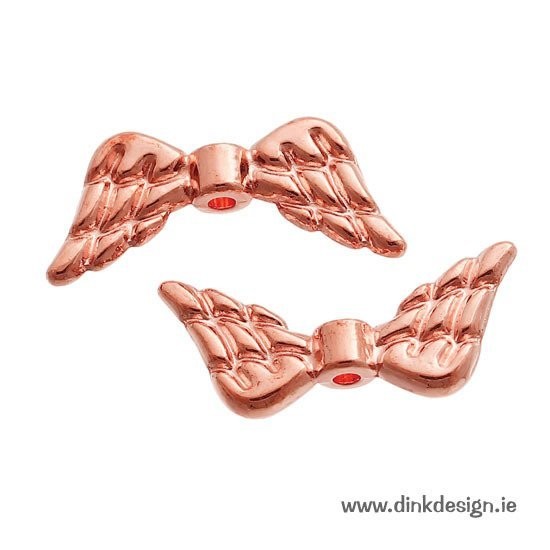 10 x Rose Gold Angel Wing Beads, 20x9mm