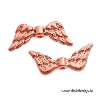 10 x Rose Gold Angel Wing Beads, 20x9mm
