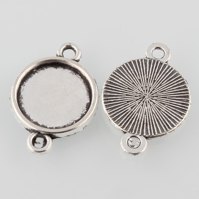 20 x Antique Silver Bezels, Round, 12mm Tray