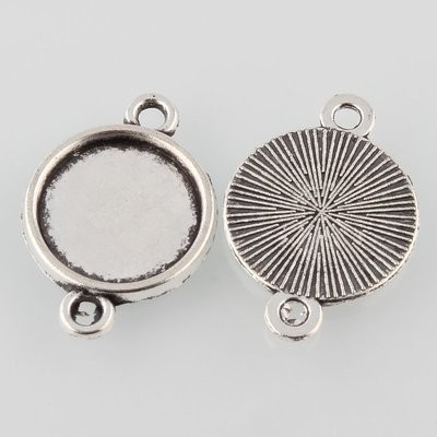 20 x Antique Silver Bezels, Round, 12mm Tray