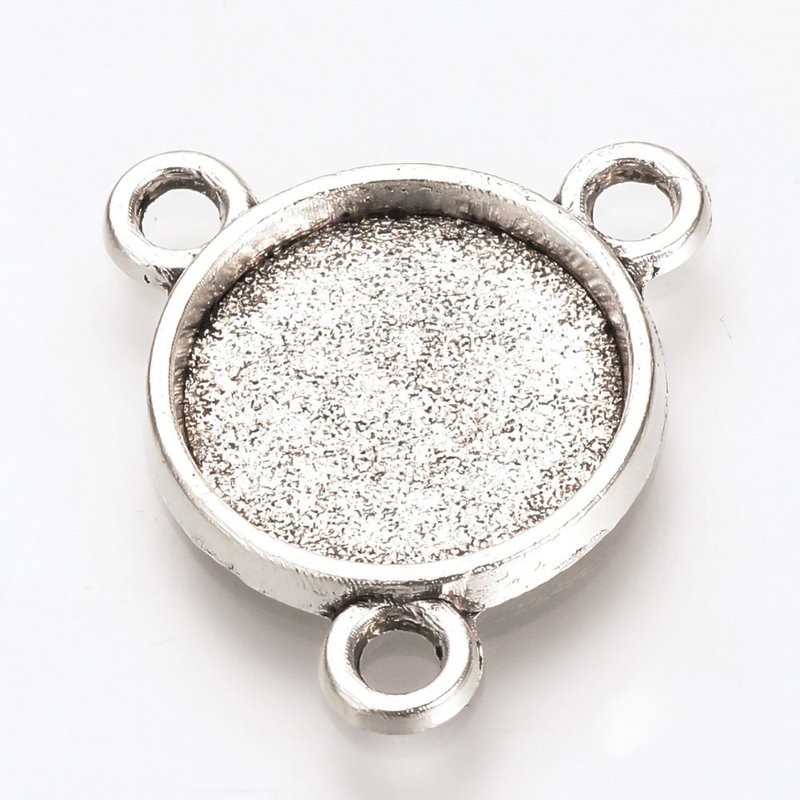 20 x Antique Silver Bezel Connectors, tray size 12mm 20 x Antique Silver Bezel Connectors, tray size 12mm