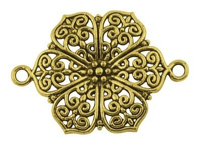 Antique Gold Flower Connector, 41x28mm