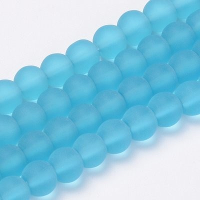 40 x 8mm Frosted Glass Beads in Turquoise