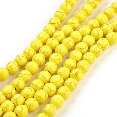 50 x Howlite Beads in Yellow, 8mm