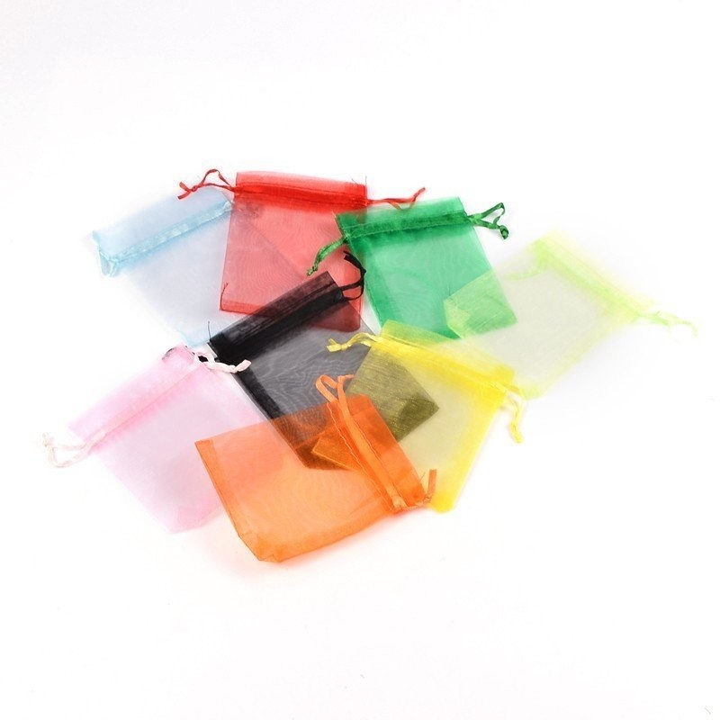 10 x 8x10cm Mixed Colours Organza Pouches