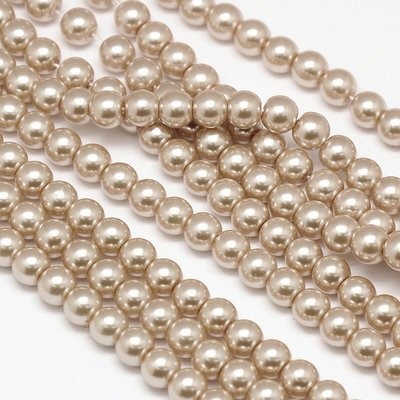 8mm Glass Pearls in Papaya, 1 Strand