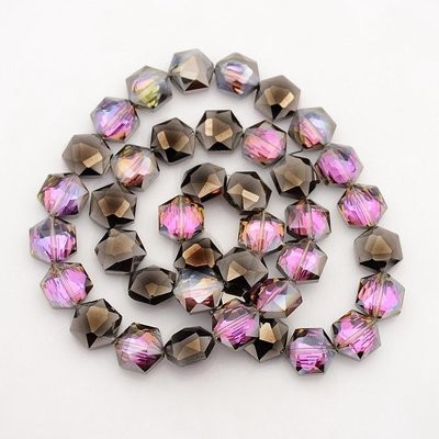 10 x Electroplated Hexagons in Brown & Pink, 15x15mm