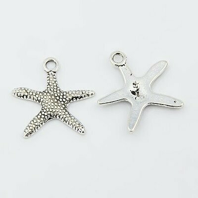 Antique Silver Starfish Charm/Pendant, 19x19mm