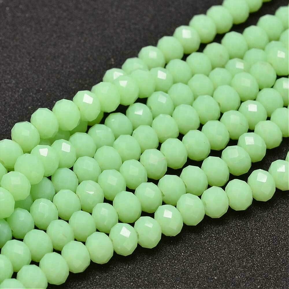 50 x 8x6mm Crystal Glass Rondelles in Translucent Pastel Green