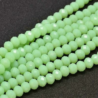 50 x 8x6mm Crystal Glass Rondelles in Translucent Pastel Green