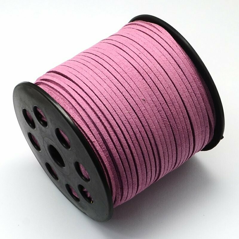 5m Faux Suede Cord in Pink, 3mm