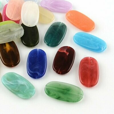 25 x Marbled Acrylic Ovals, 29x16mm, Mixed Colours