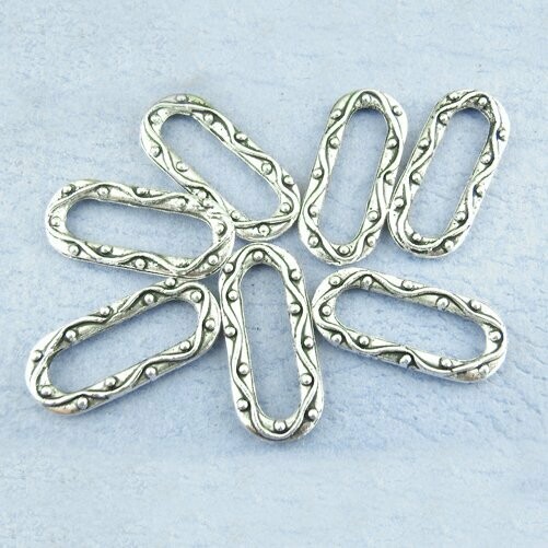 10 x Antique Silver Oval Connectors, 20x9mm