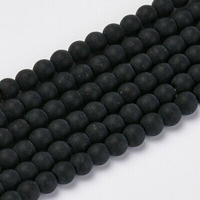 8mm Frosted Glass Beads in Black, 1 Strand