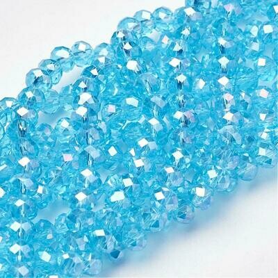 50 x 6x4mm Electroplated Faceted Glass Rondelles in Turquoise