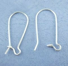 20 x Silver Plated Kidney Ear Wires, 24x11mm