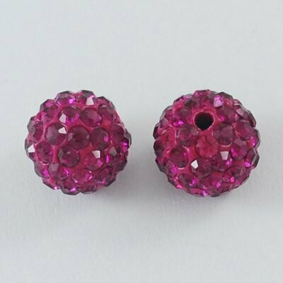 10 x Fuchsia Pink Shamballa Beads, 10mm